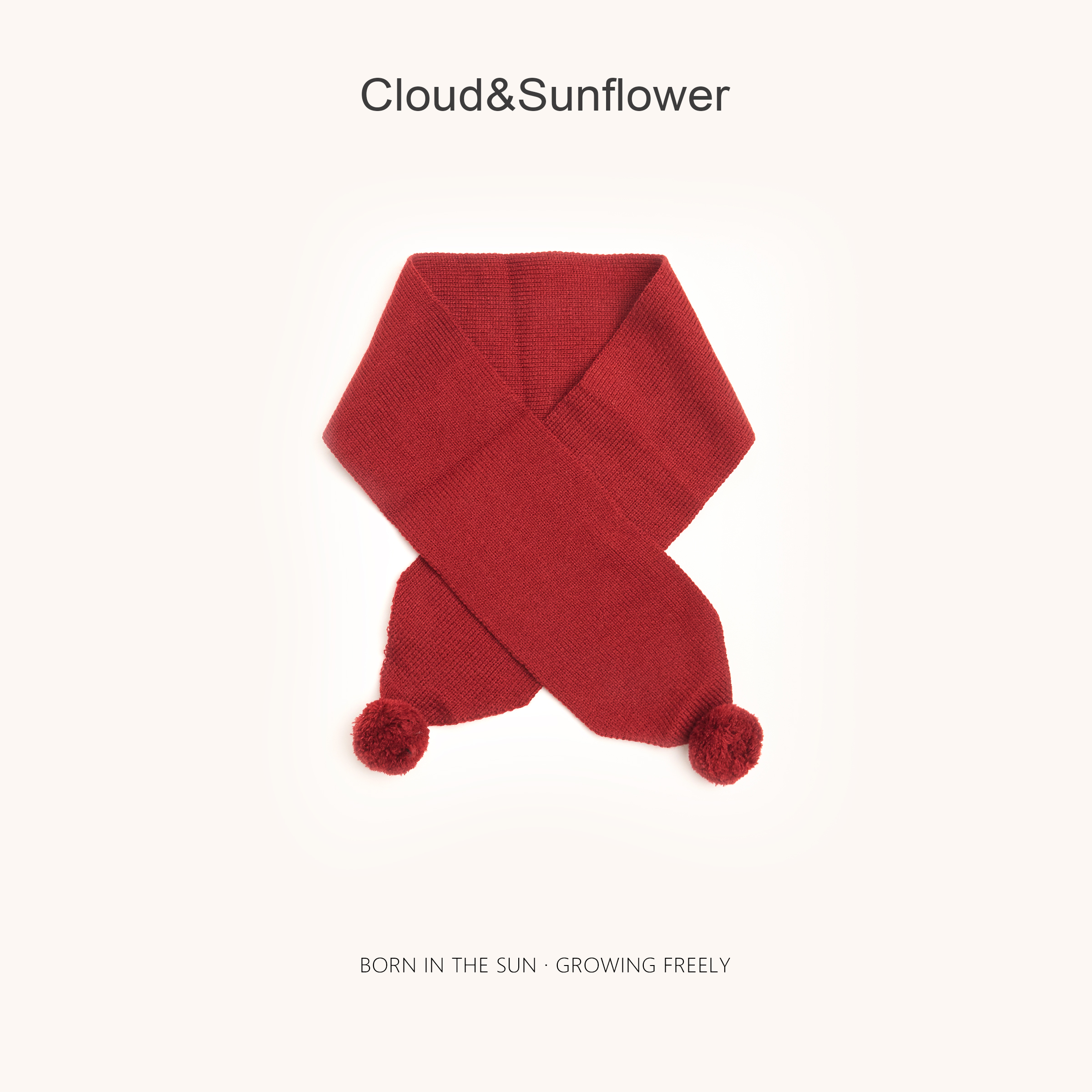 【云朵小葵】女童冬季新款红色小球休闲围巾555709