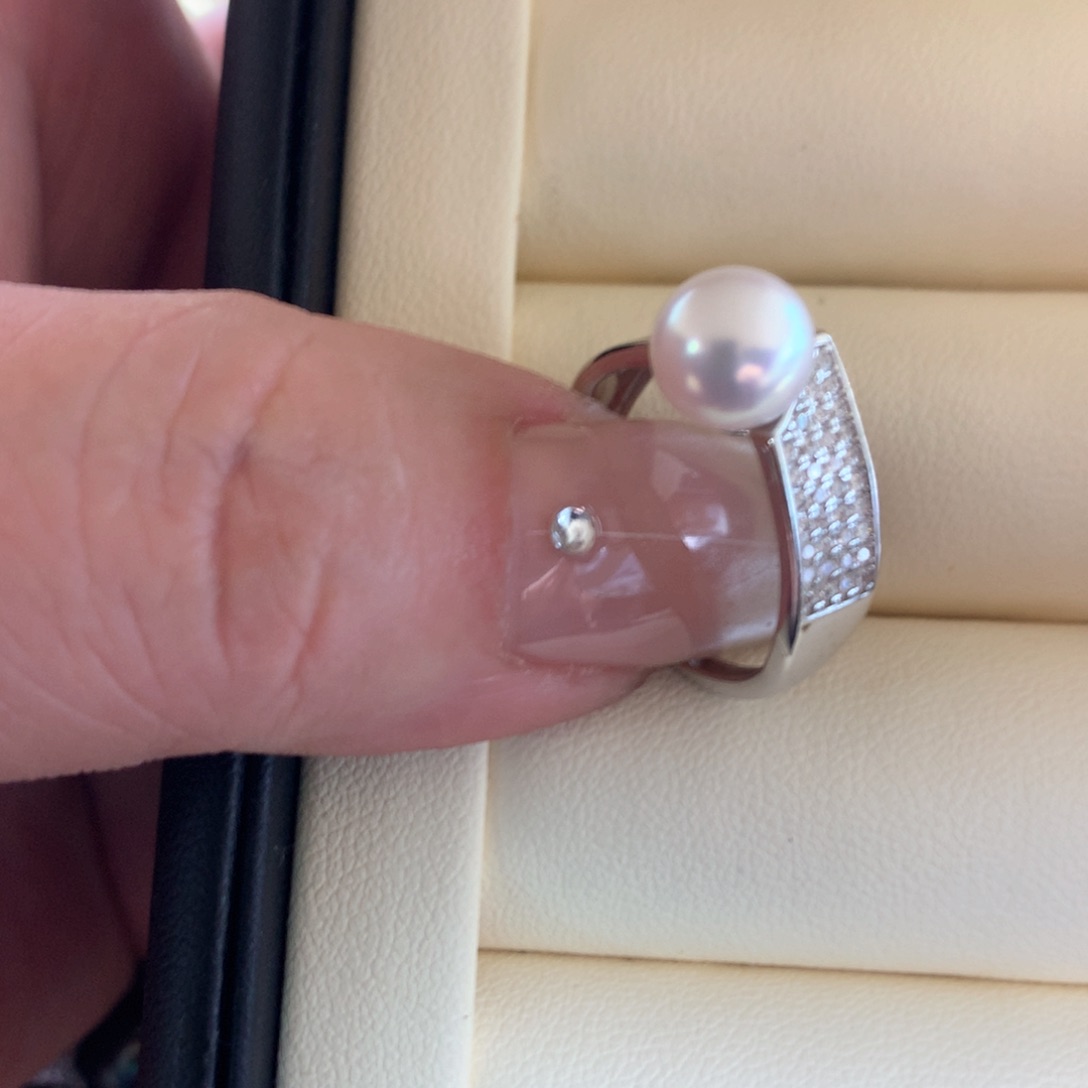 银S925镶嵌戒指海水珍珠