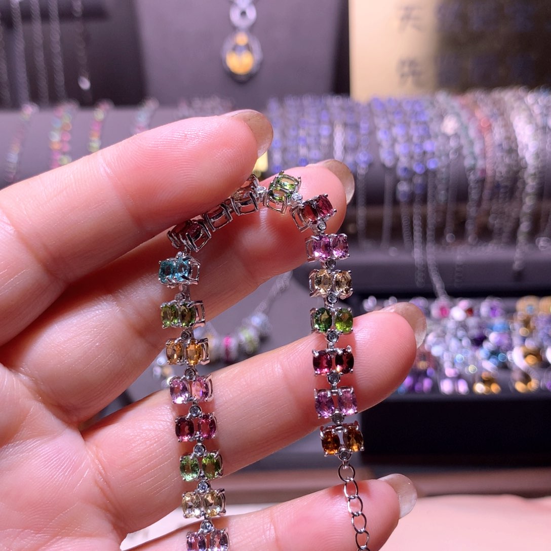 手链）银S925镶嵌碧玺S*