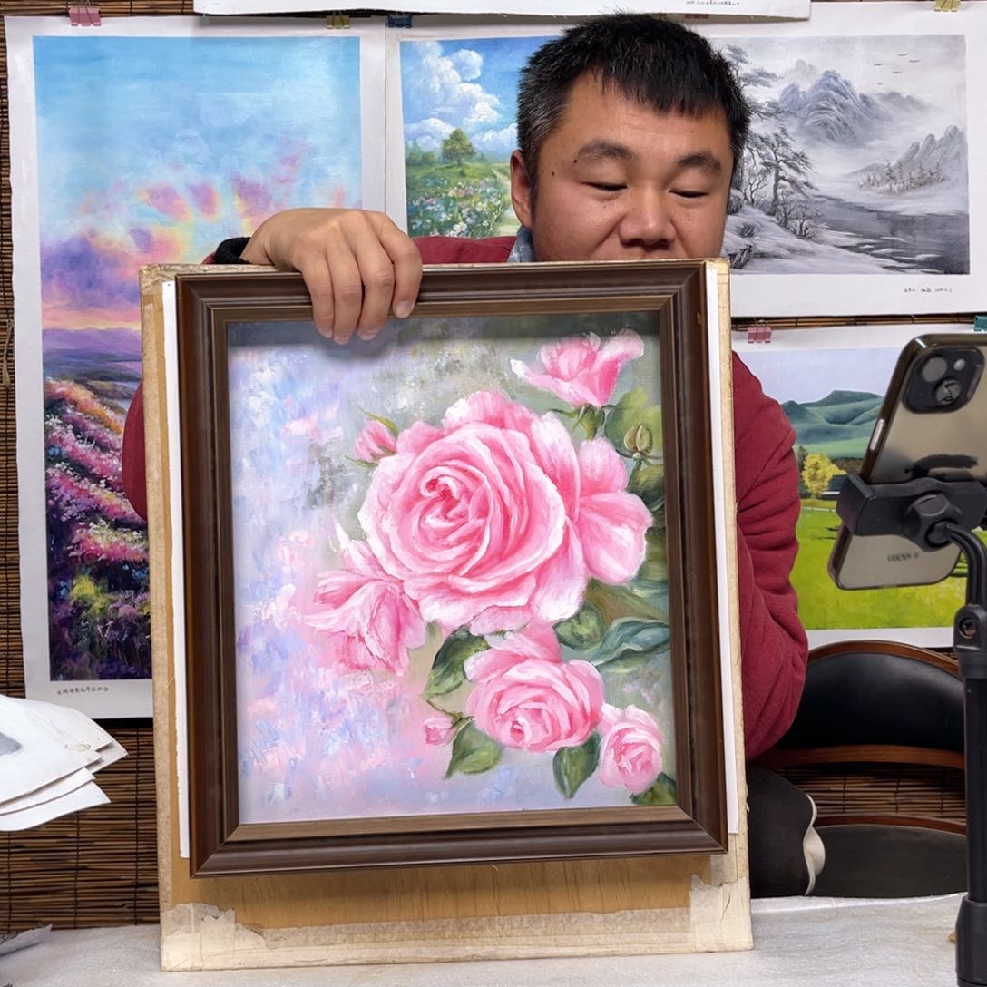 油画行路人小院绘画作品竞拍