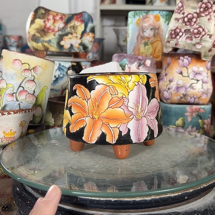 满38包邮 景德镇幸运花盆