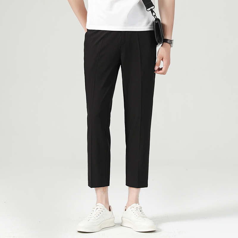 夏季冰丝总裁直筒西裤男士西装休闲裤时尚百搭垂感修身小西裤男