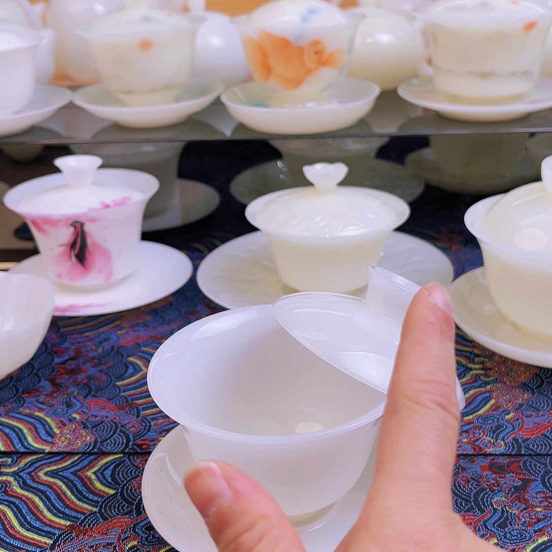 盖碗瓷感**心精品璞玉瓷盖碗