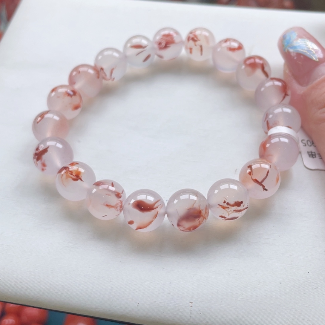 南红玛瑙未镶嵌川料南红妖娆飘花单圈10+mm