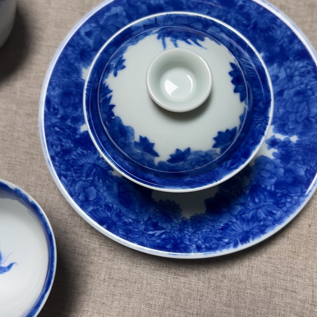 ****意盖碗杯子壶承青花