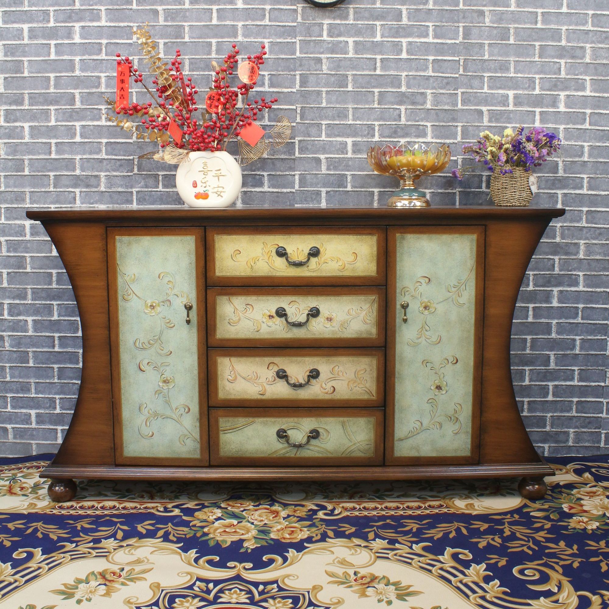 长150宽38高86美式欧式复古入户门厅客厅餐边柜玄关柜网红家具