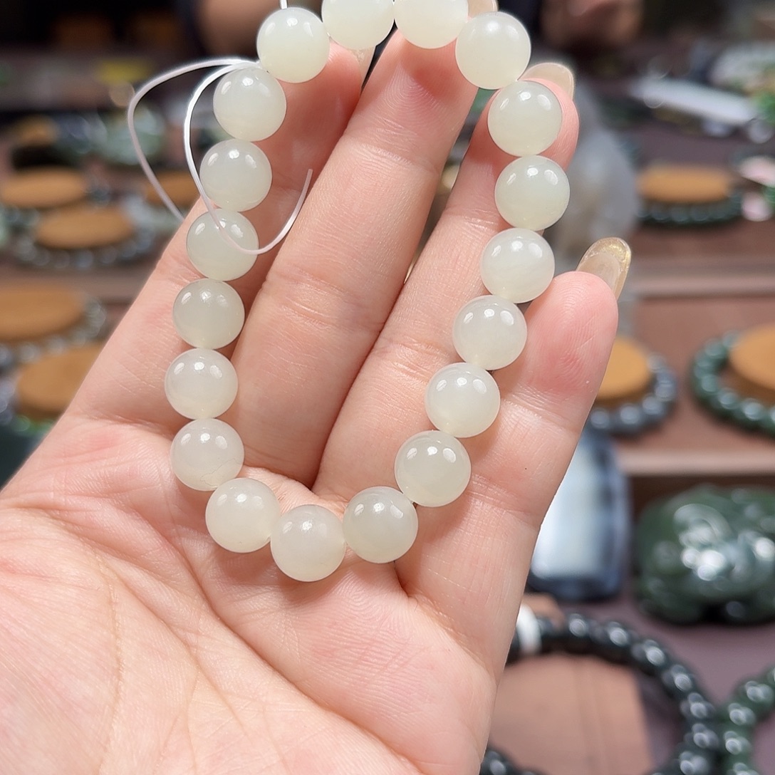 和田玉未镶嵌手链野牛沟 10 特细 