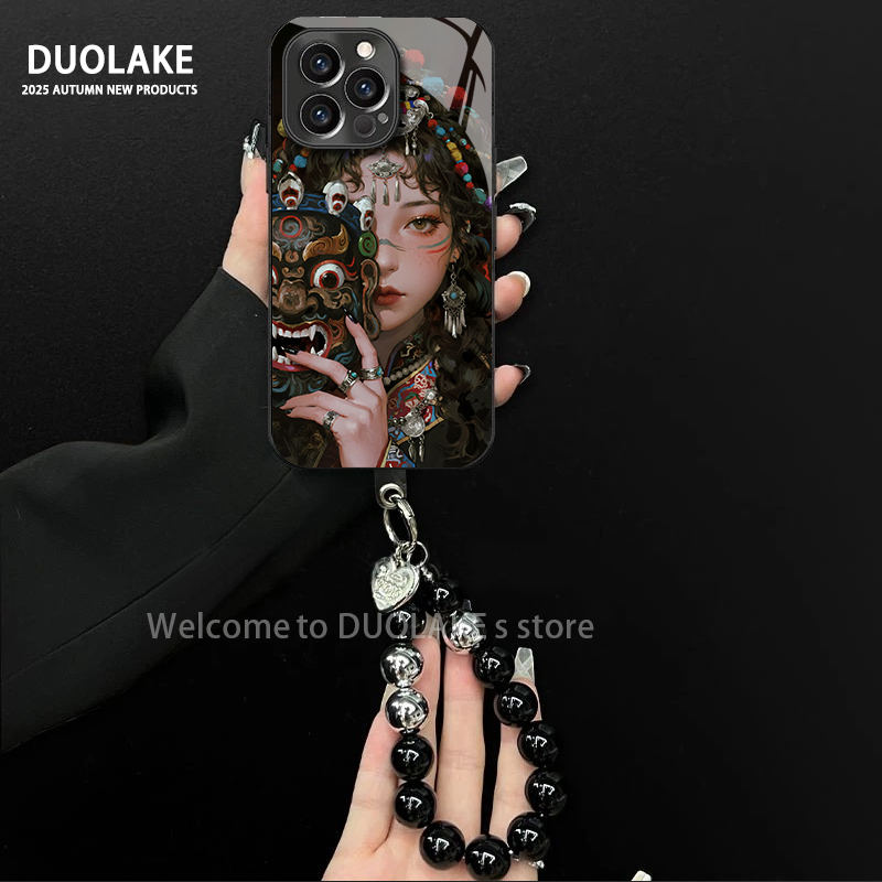 扎基拉姆适用苹果vivo华为oppo小米iPhone17电镀玻璃防摔手机壳潮