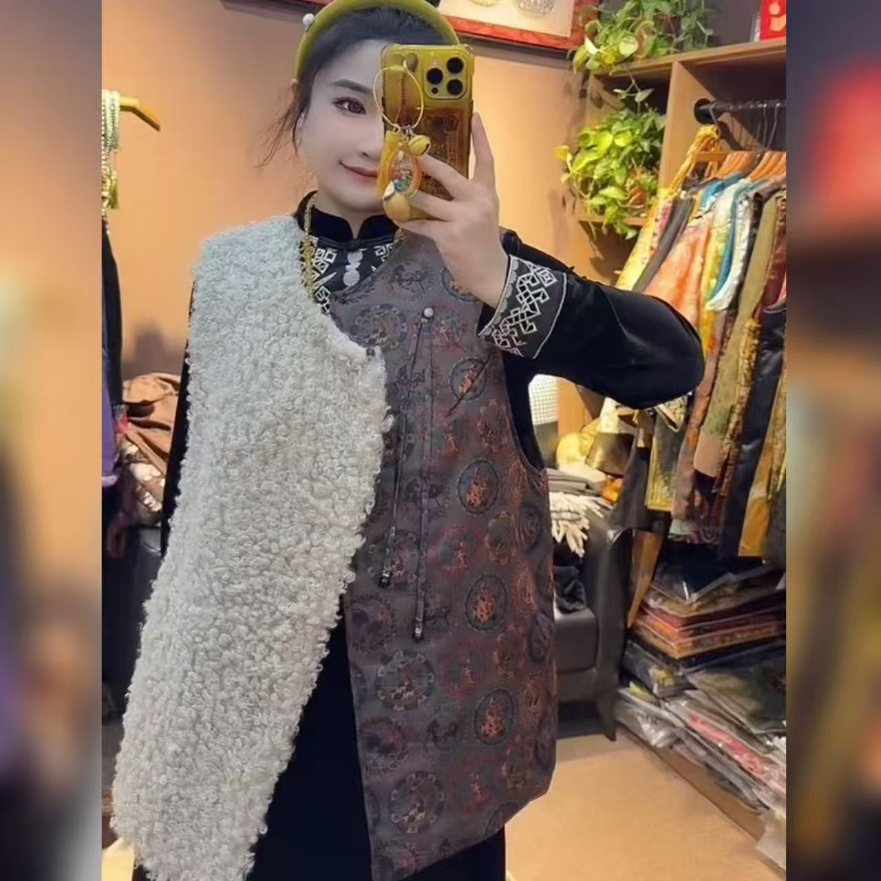 上新价～深圳9352十二生肖羊毛卷薄棉马甲新中式国风双拼二棉马夹