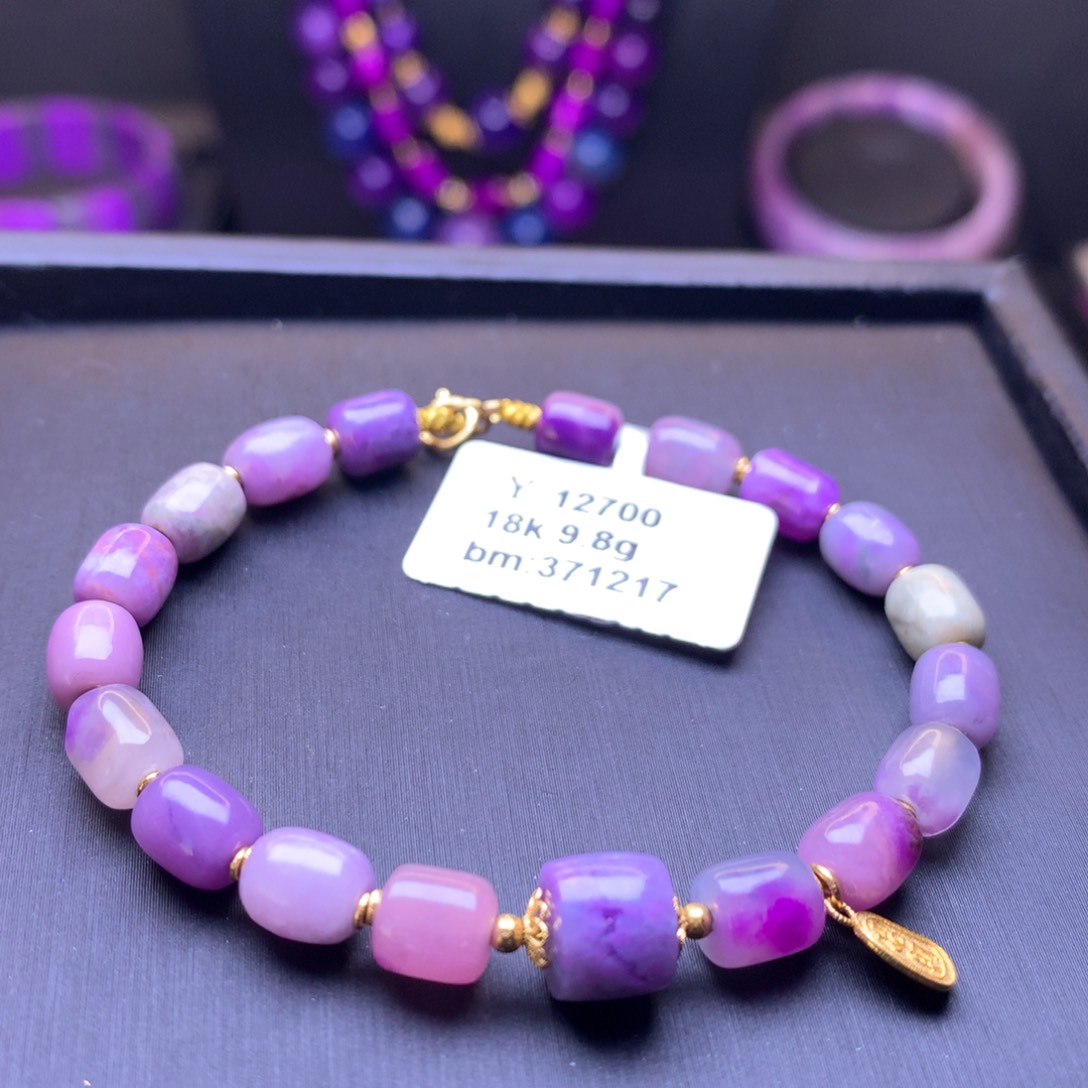 苏纪石（舒俱来）18K金镶嵌桶珠手串