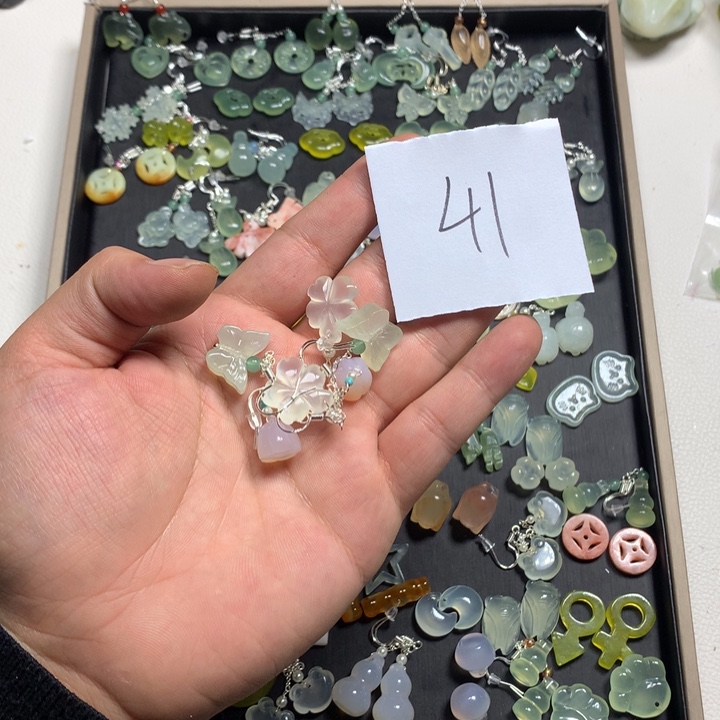 ****~蛇纹石玉合金耳钉