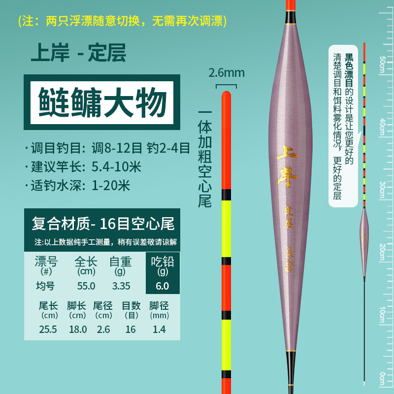 大星子推荐，专业黑坑水库鲢鳙浮漂，全目加粗，定层，水皮，绝对好用！