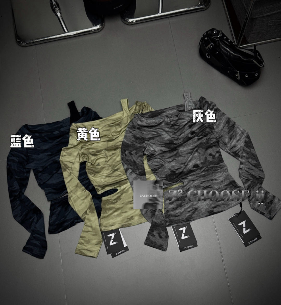 宽松型常规长袖斜领修身褶皱T恤打底衫ins韩版日奢风