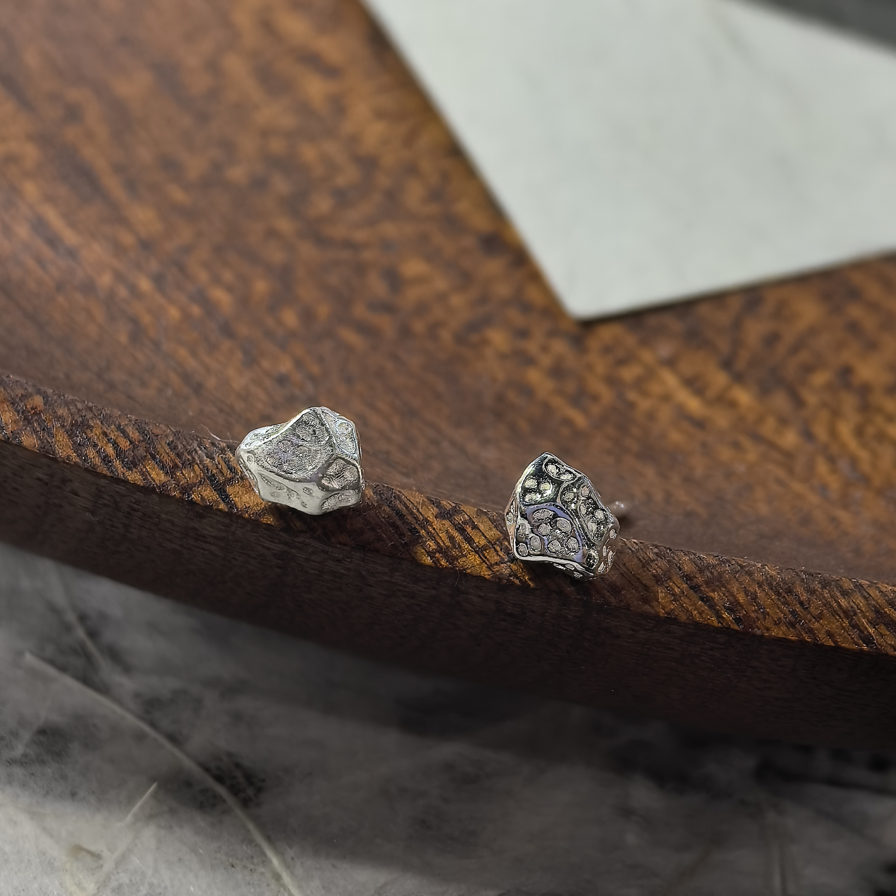 925银耳饰 手工小众设计简约百搭耳饰ins风-肌理熔岩石耳钉0762