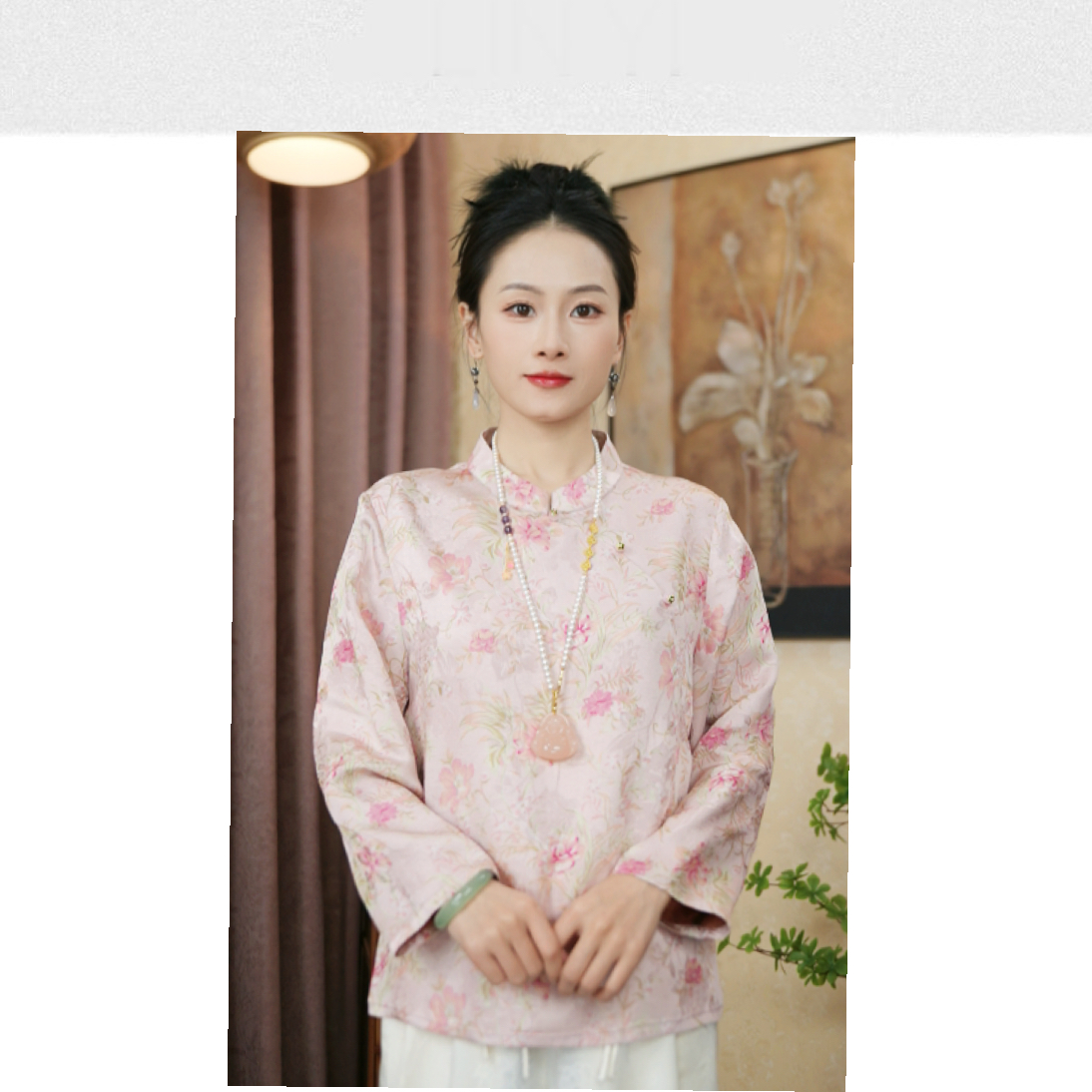 1039 新款中式国风时尚洋气压花显瘦休闲上衣