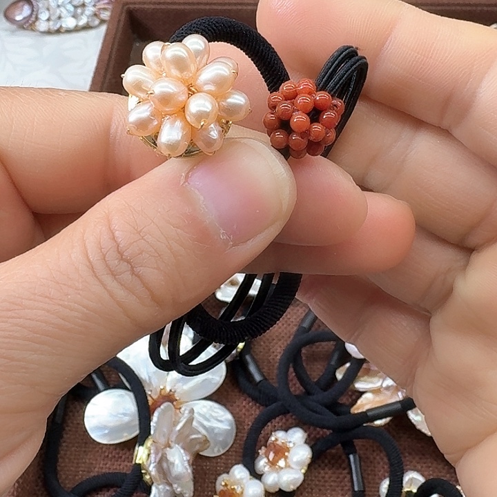 淡水珍珠发饰银S925镶嵌