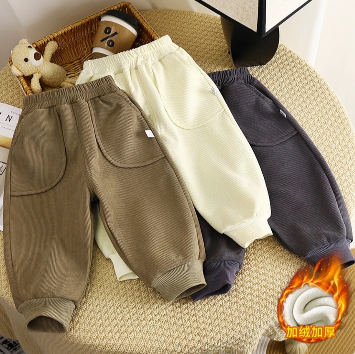 儿童裤子冬季新款男童加绒加厚宝宝保暖裤女童卫裤长裤童装
