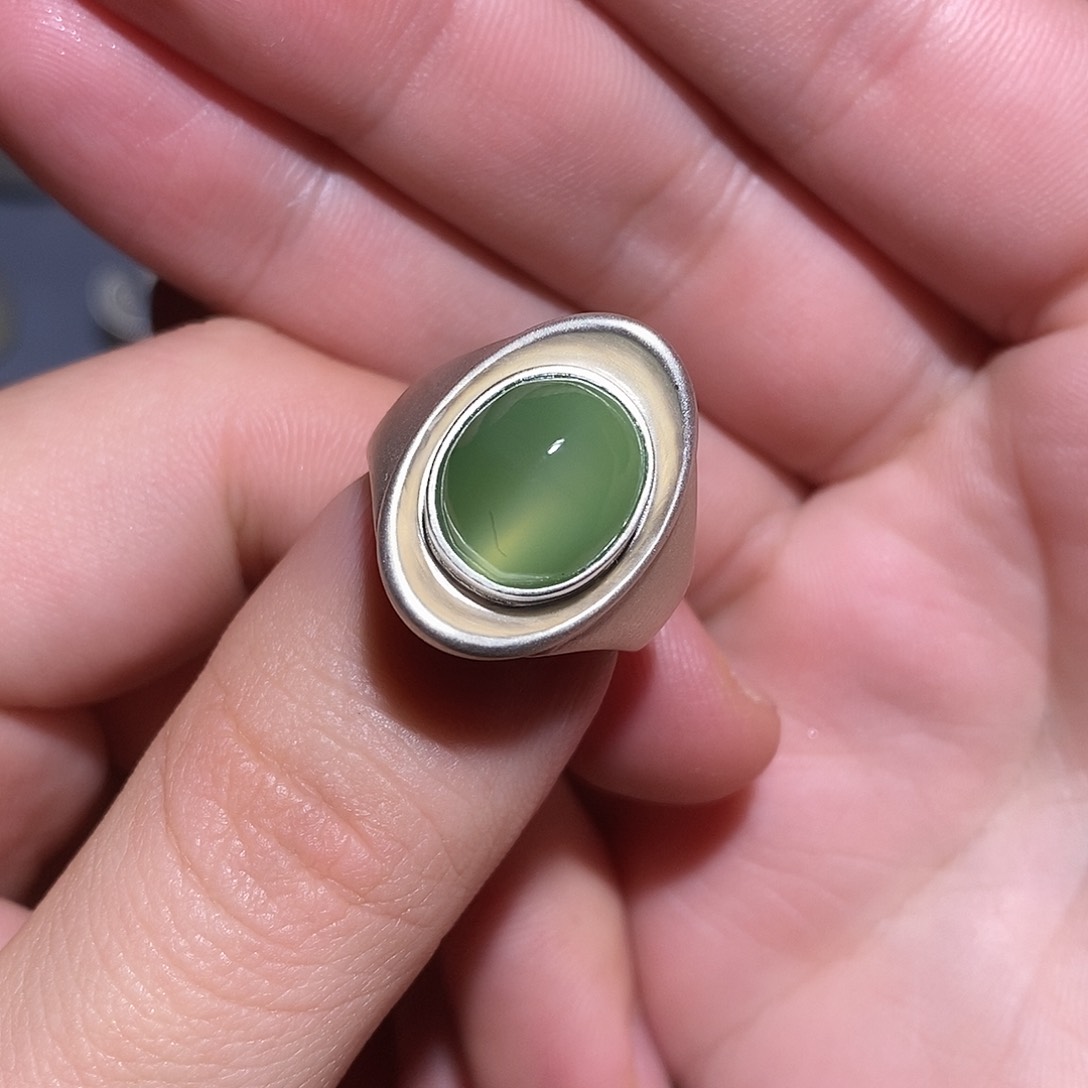 和田玉颈饰银S925镶嵌