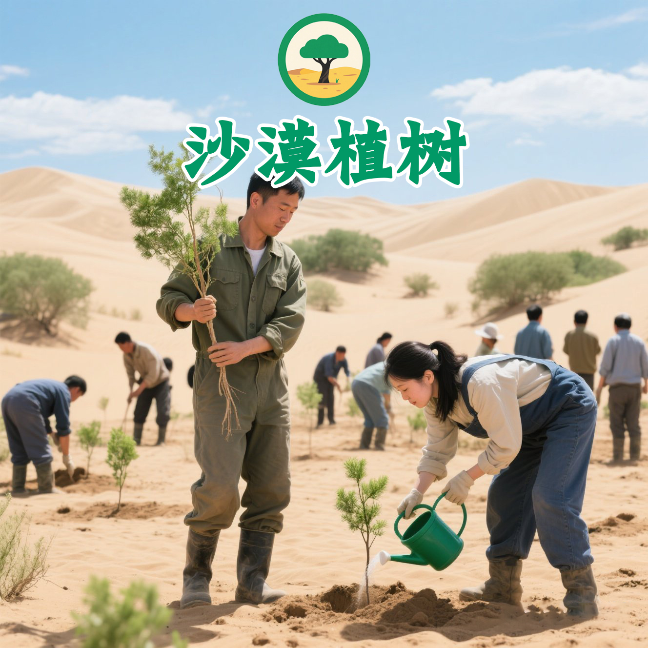 沙漠种树主题明信片A3