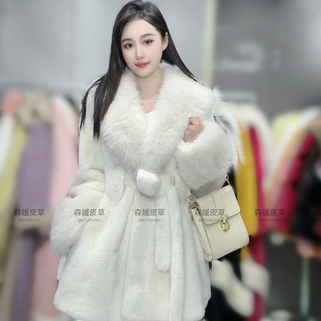 中长款修身毛绒外套女冬季保暖高级感洋气百搭贵气女士毛毛外套