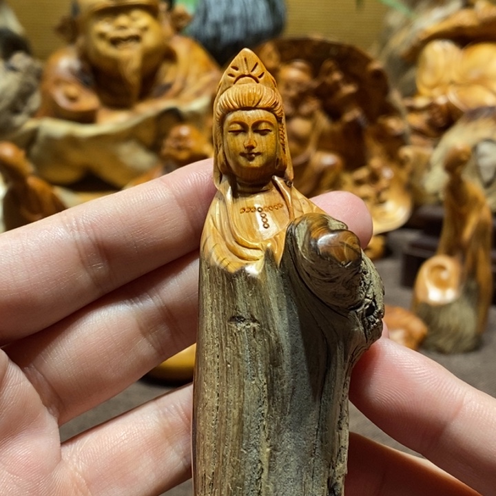 柏木（崖柏）原皮手把观音