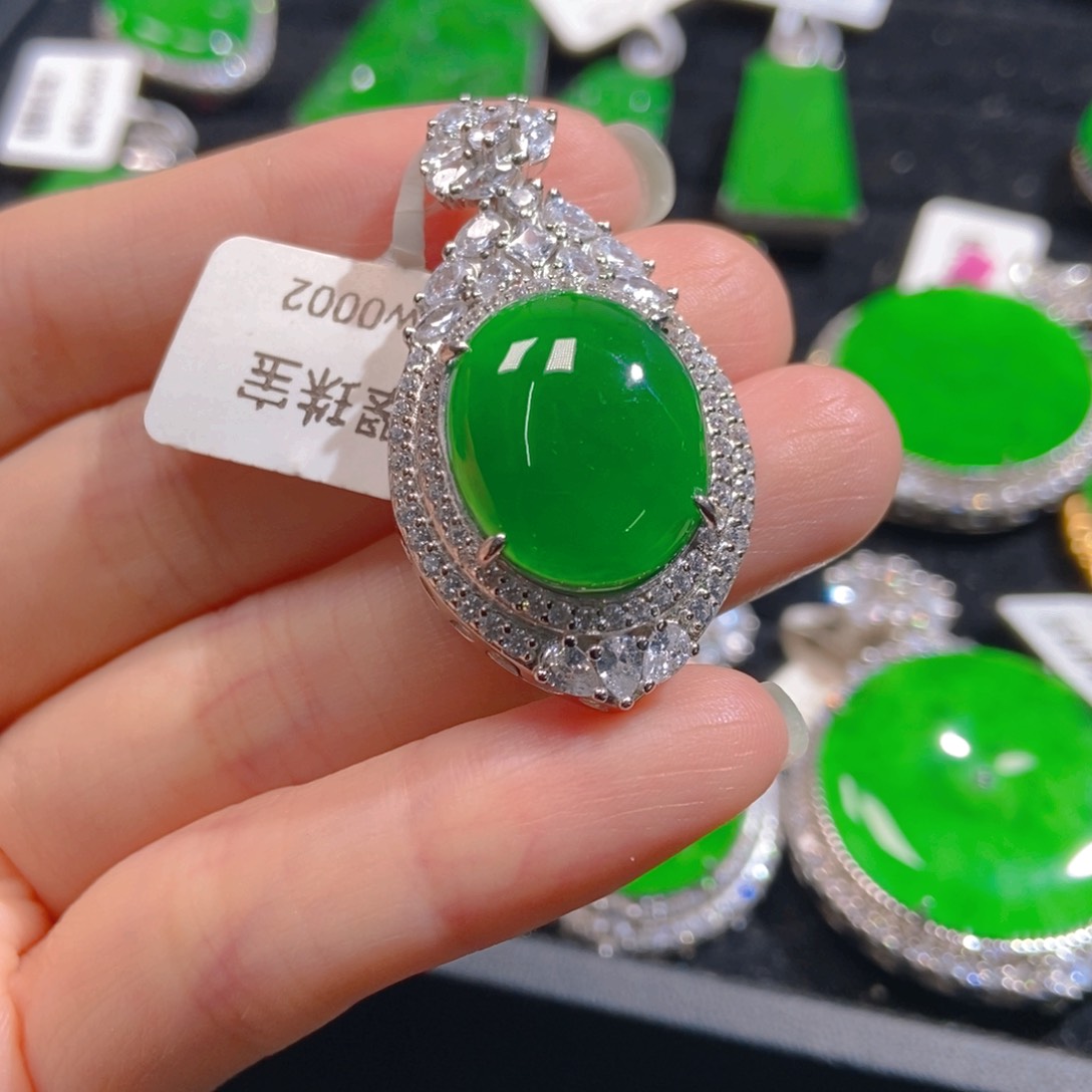 翡翠吊坠(不含链)银S925镶嵌