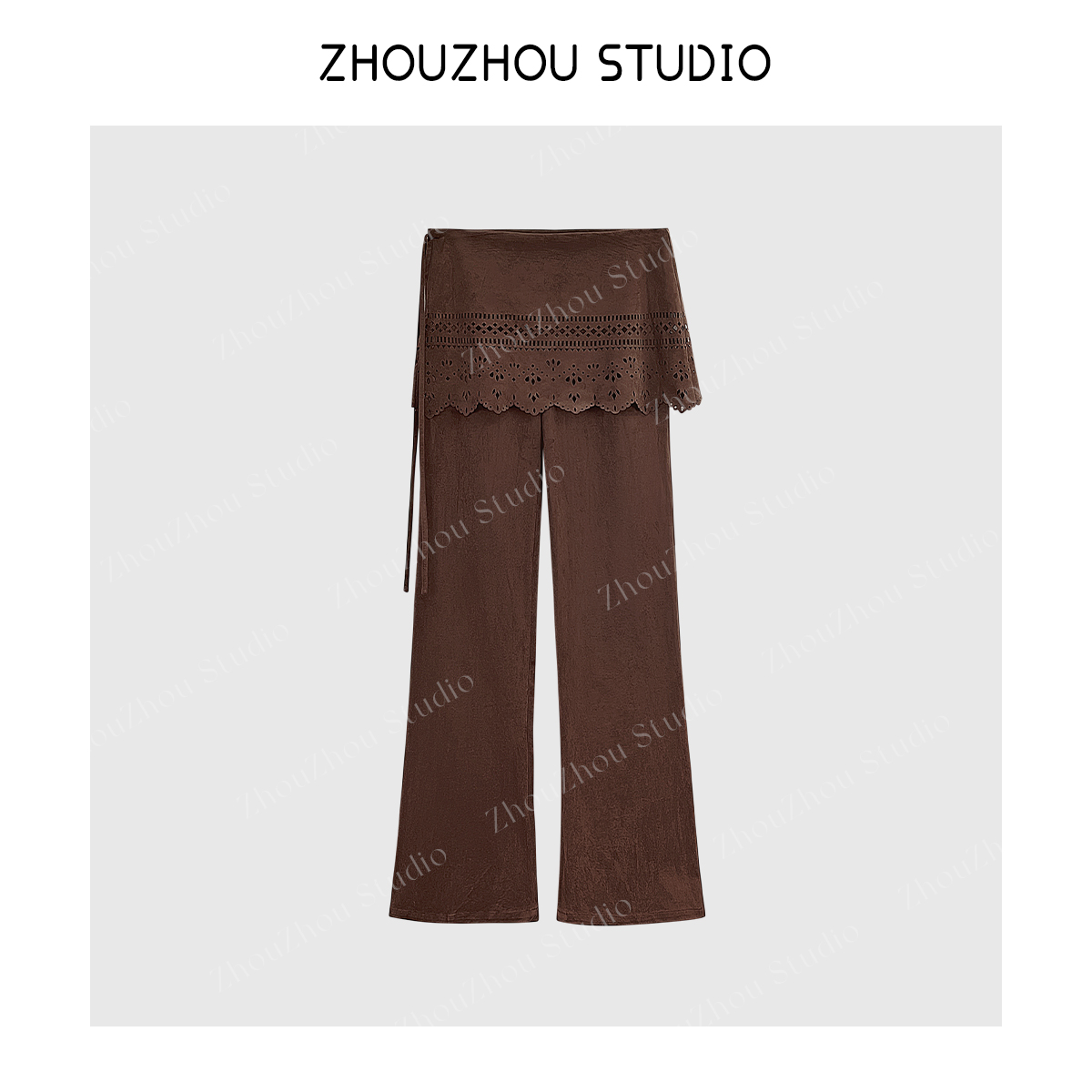 ZhouZhou复古烧花屁帘微喇裤