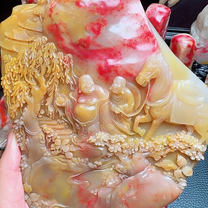 登***者巴林鸡血石巴林鸡血精品摆件