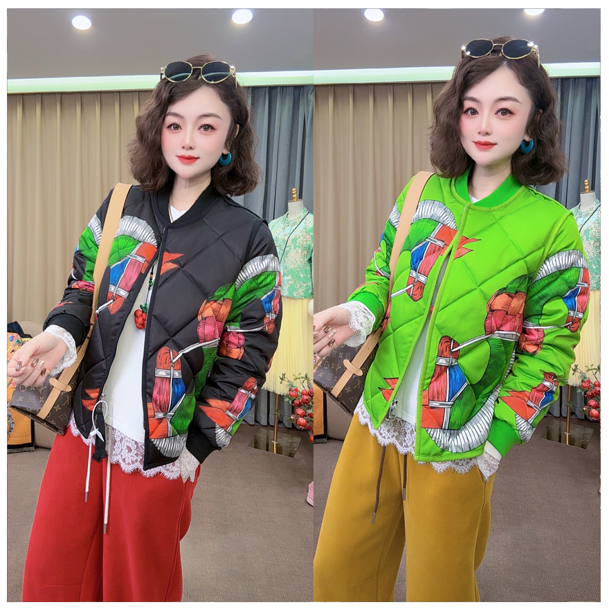 【DJ轻奢】轻奢双马】大牌范时尚休闲棒球领轻薄减龄棉服短外套