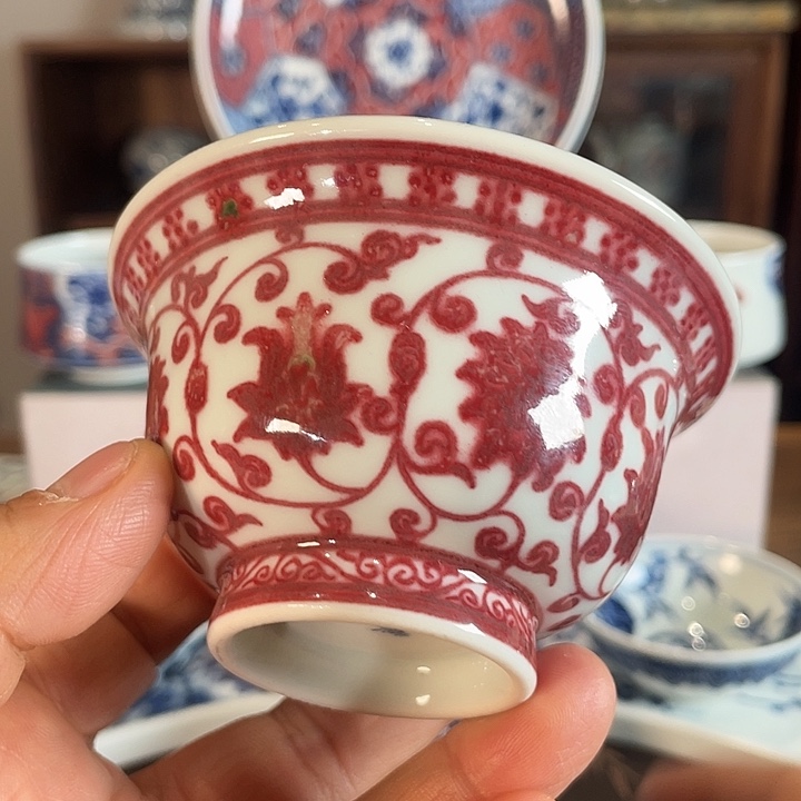 陶景德镇釉里红主人杯