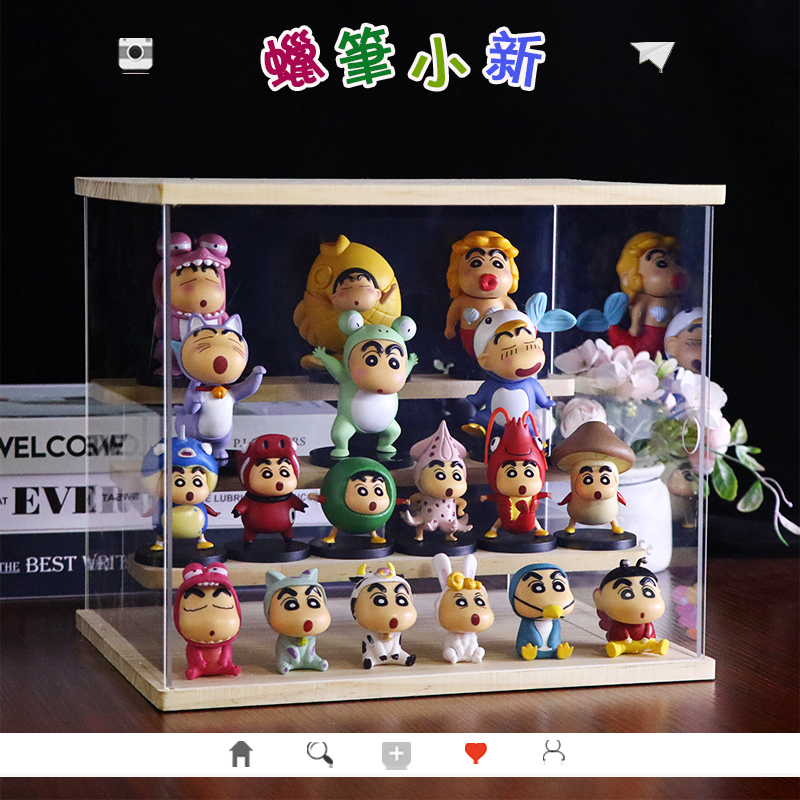 蜡笔小新手办系列公仔盲盒展示盒周边玩具摆件模型车载生日礼物