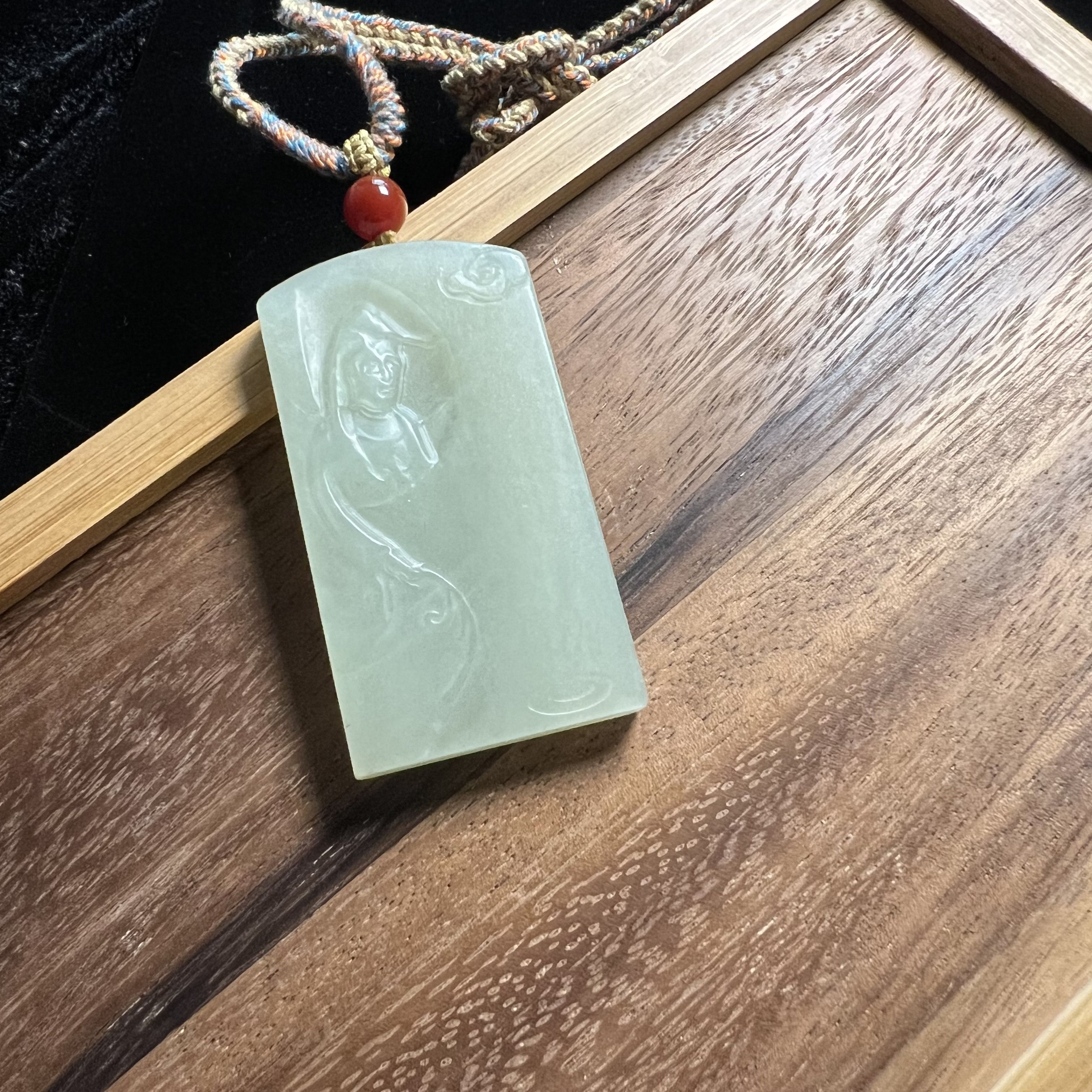 福利款创汇和田玉挂件观音牌北京文物商店498489