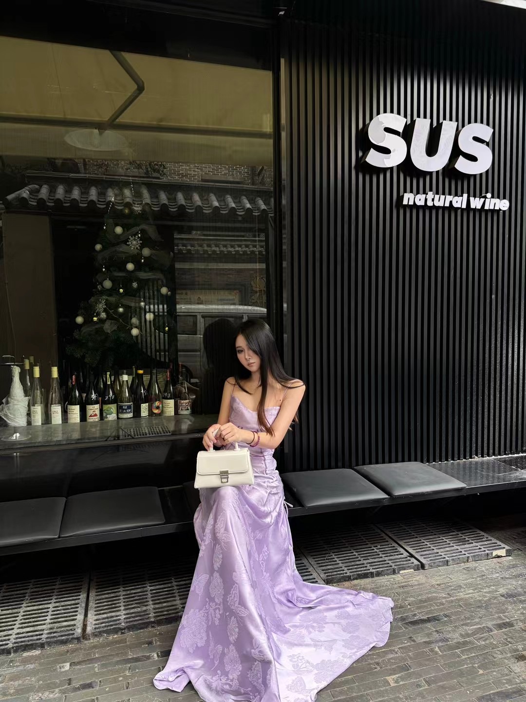 黛娜【紫玉浮光】法式优雅吊带显瘦性感度假长裙鱼骨设计感连衣裙子