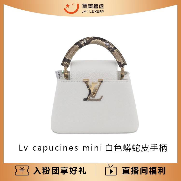 未使用 LouisVuitton/路易威登 capucinesmini白蟒蛇手柄/AM2746