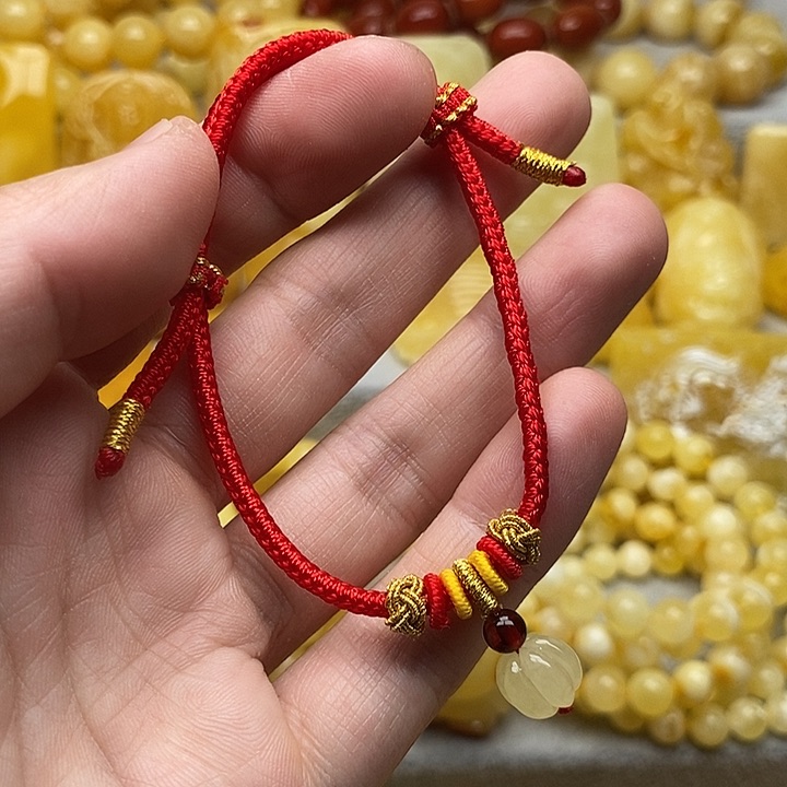 琥珀颈饰未镶嵌琥珀蜜蜡南瓜珠手绳