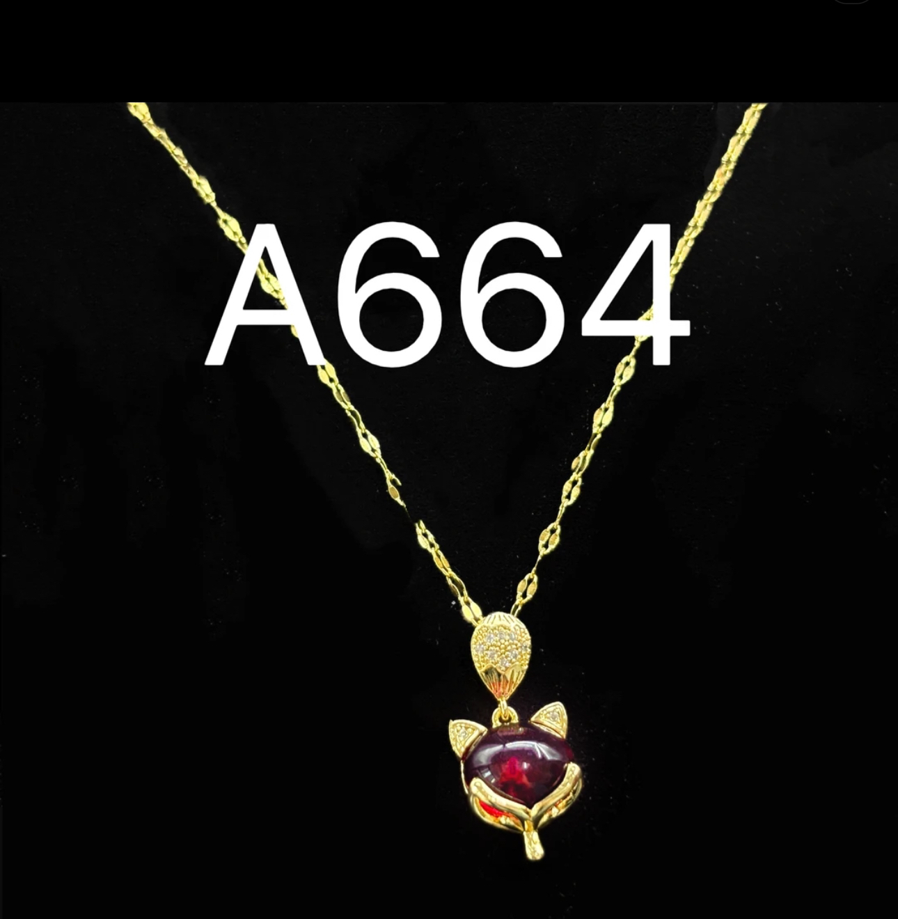 铜合金项链  A664项链小狐狸时尚女士百搭红色镶嵌轻奢