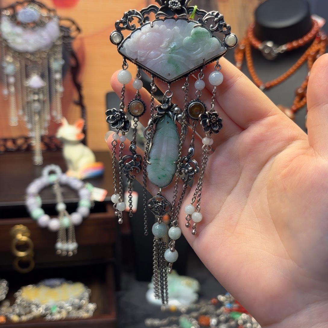 翡翠银S925镶嵌颈饰