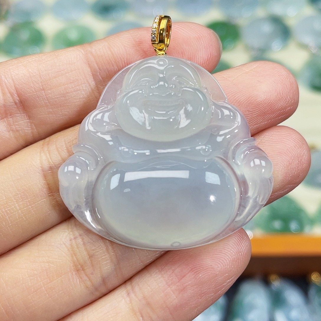 翡翠颈饰18K金镶嵌吊坠