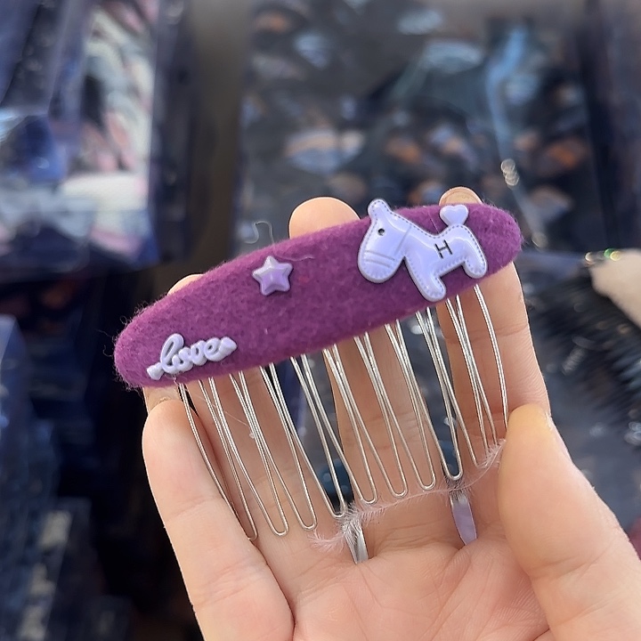 三醋酯纤维紫色马叉梳-15