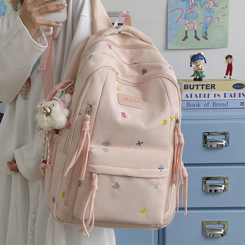 女简约风书包潮流双肩包初中生高中生大学生电脑包百搭森系时尚