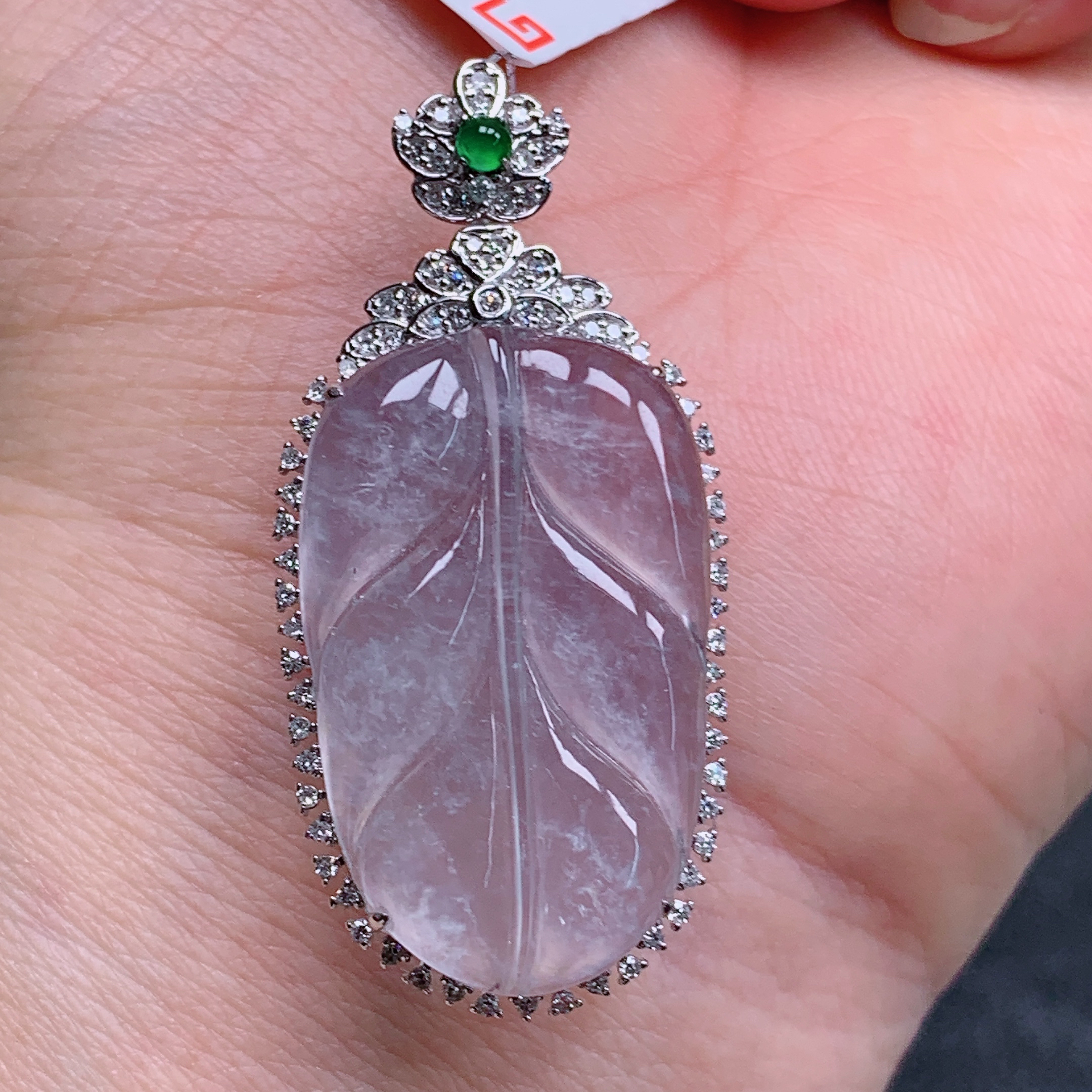 天然缅甸翡翠A货18k高冰叶子气质精美尺寸整体40+19+7.7  283