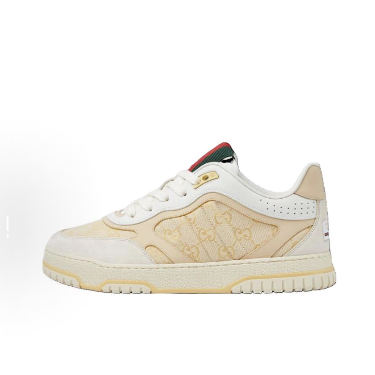 未使用 GUCCI/古驰 古驰 reweb绒面米色满印老花板鞋