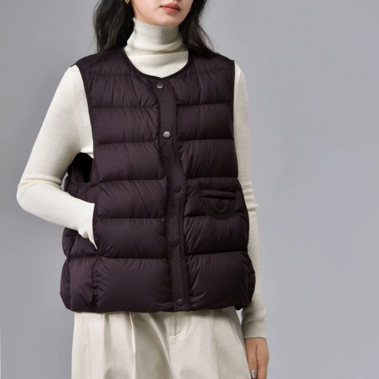 韩版时尚圆领无袖羽绒马甲女2025秋冬新款宽松休闲百搭背心上衣潮