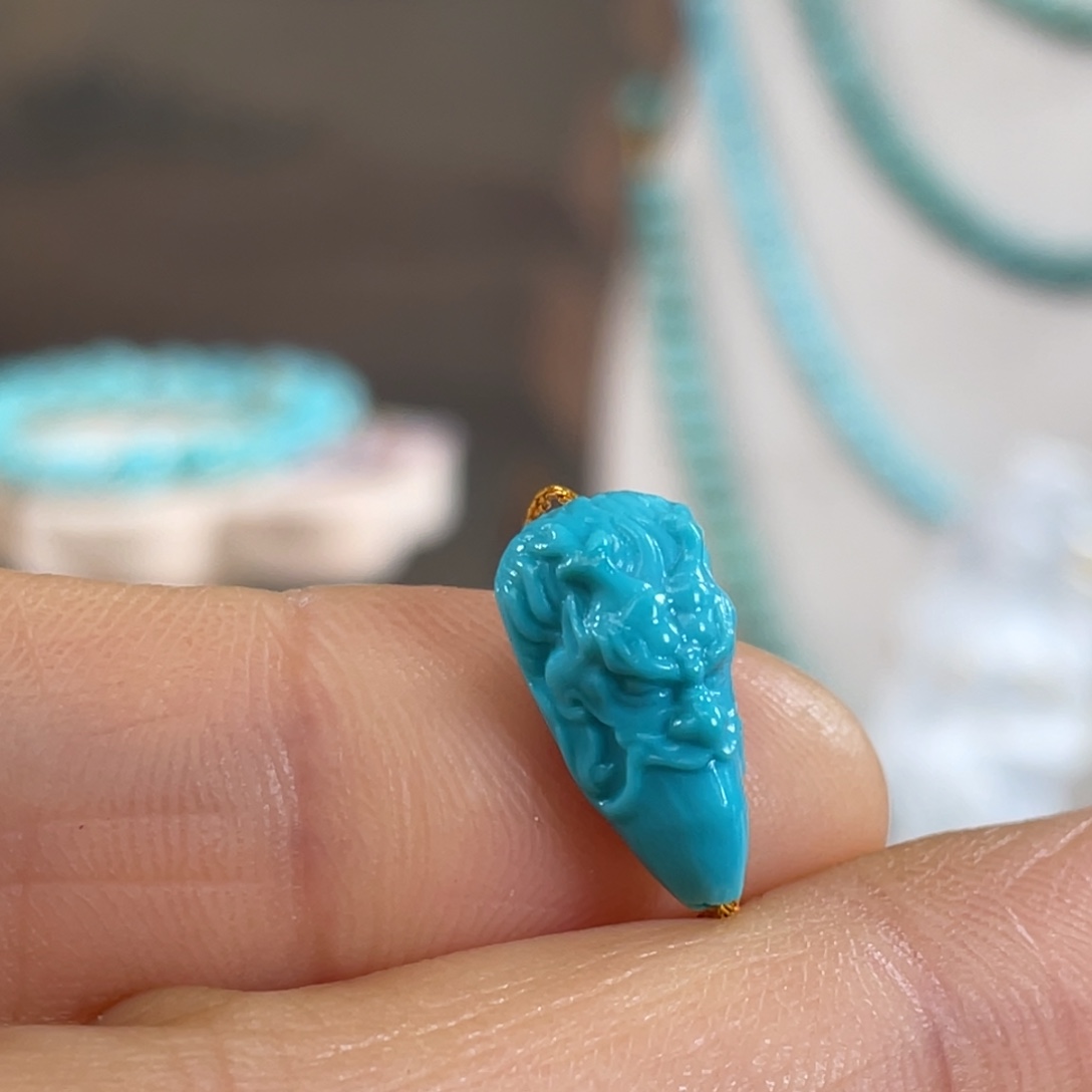 绿松石未镶嵌套链高蓝玉化料龙牙