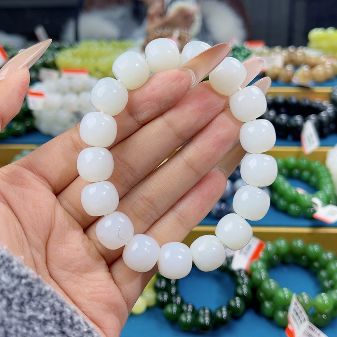 和田玉未镶嵌手链天然和田玉新疆且末米达手串13