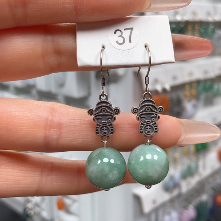 【闪购商品】翡翠耳饰银S925镶嵌耳饰