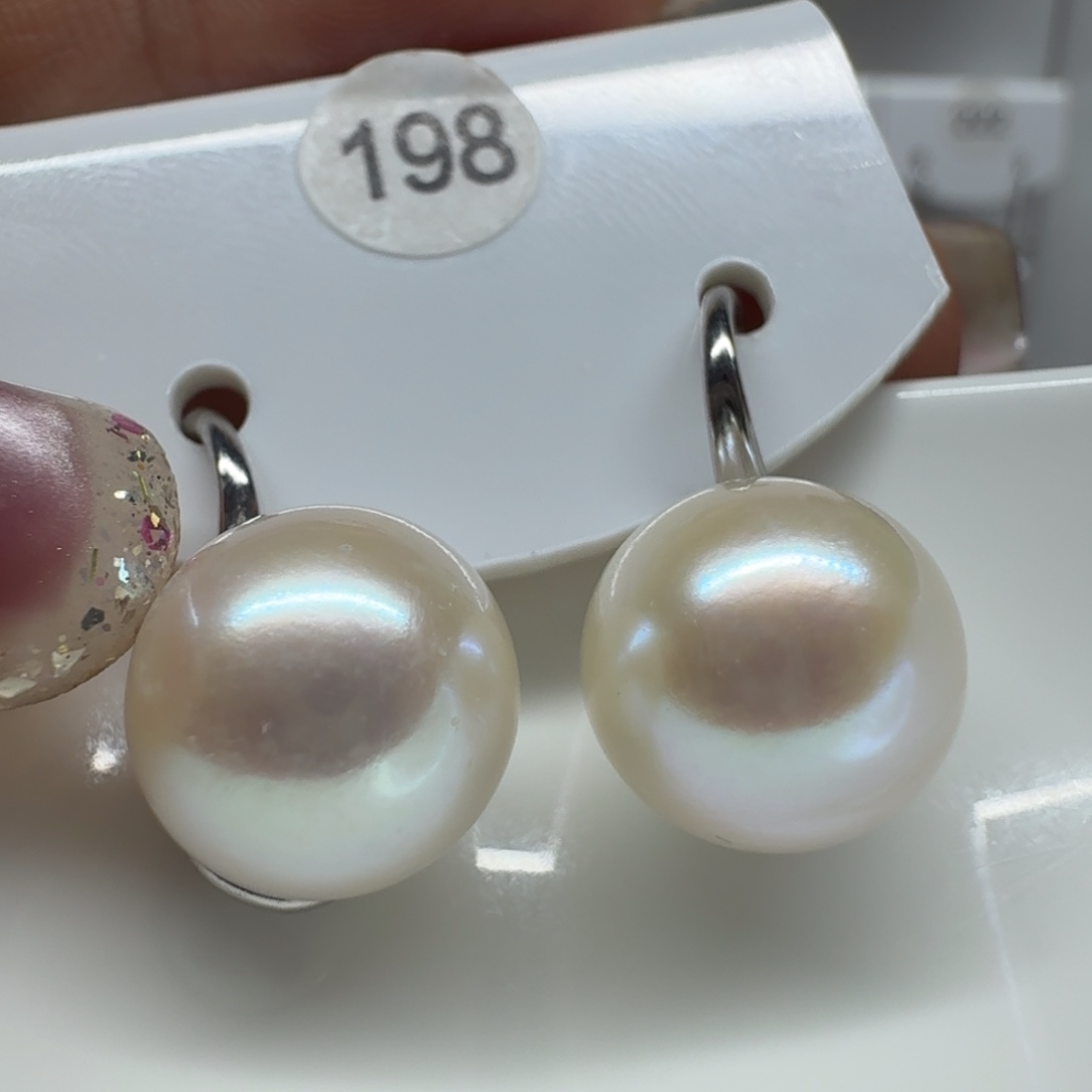 用***3银S925镶嵌淡水珍珠耳饰珍珠11.8