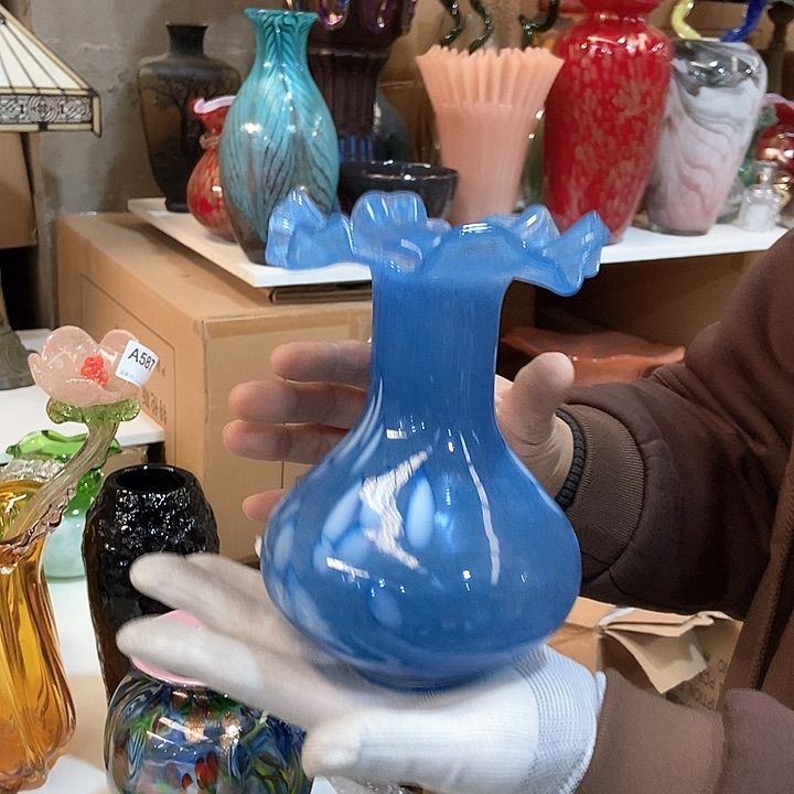 琉璃琉璃花瓶高18口4