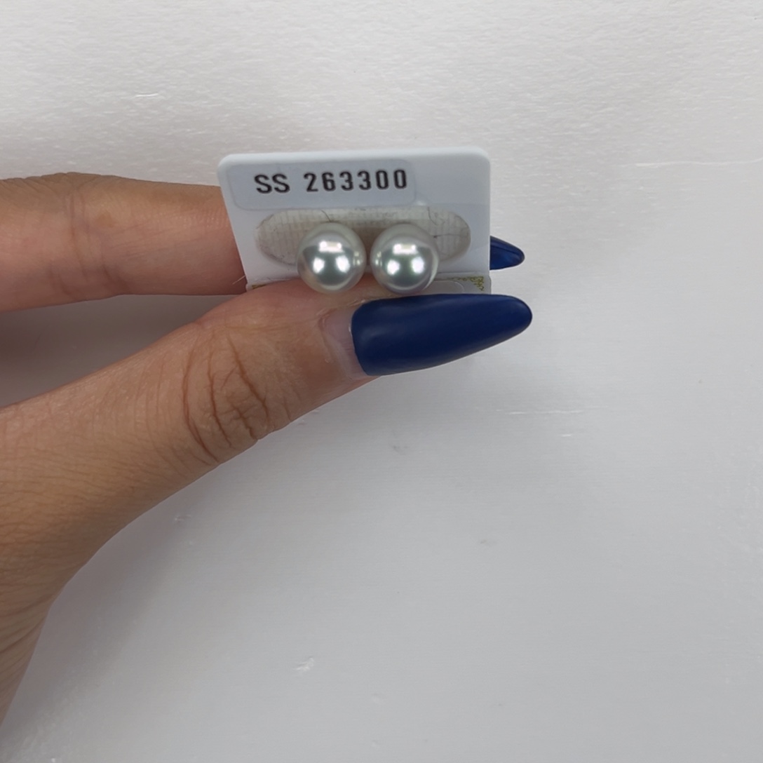 未镶嵌耳饰海水珍珠小****?真科研ss真多麻对珠8.1mm