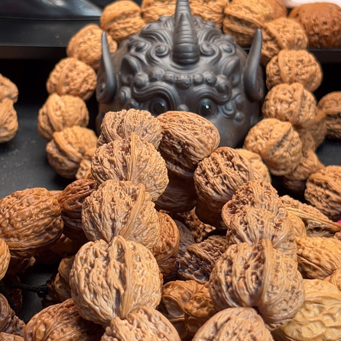 桃核手串金*密纹核桃